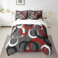 thumbnail image 2 of Erosebridal Gray Black Red White Bedding Sets Queen Size, Geometric Circle Comforter Sets with Sheets, Contemporary Abstract Bedding Accessories, Breathable Bedroom Decoration, Reversible 7pcs, 2 of 5
