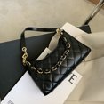 thumbnail image 2 of Bolsa de mano con cadena para mujer, patrón de celosía, de hombro y axilas de PU simple (negro) Ehuebsd Para Estrenar, 2 of 9