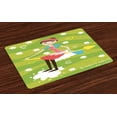 thumbnail image 1 of Zodiac Sagittarius Placemats Set of 4 Cartoon Girl Sitting on an Arrow Motif Horoscope on a Stripes Background, Washable Fabric Place Mats for Dining Room Kitchen Table Decor,Multicolor, by Ambesonne, 1 of 4