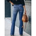 thumbnail image 5 of Women's High - Waisted Flare Jeans Slim Fit Retro Vintage Trend Fashion Casual Cotton Denim Button - Front Design Light Blue Wash Fashion Casual Pants for Daily Street, 5 of 5