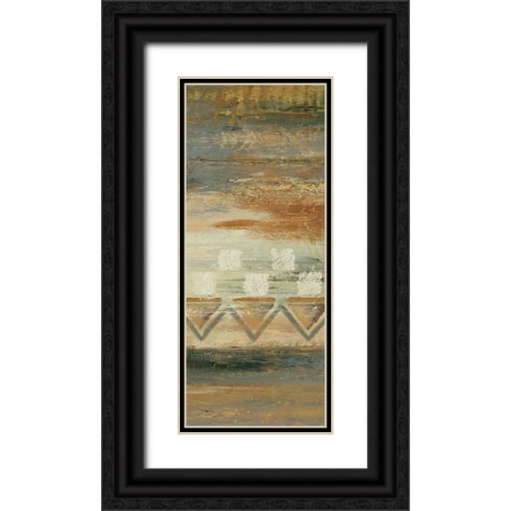 Studio Nova 12x24 Black Ornate Wood Framed with Double Matting Museum Art Print Titled - Siena Geometric Panel I