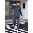 thumbnail image 3 of Vulcanodon Mens Pajama Set, Long Sleeve Henley Collar Loungewear for Casual Sleepwear,(Dark Grey Mel,2XL), 3 of 5