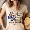 thumbnail image 4 of Teacher Faith Butterfly T-Shirt | Christian Philippians 4:13 Tee, Heliconia, Size 2XL, 4 of 6