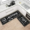 thumbnail image 2 of Black and White Kitchen Rugs Sets of 2 Non Slip Washable Kitchen Mats for Floor 2 Piece Black Kitchen Rug Mat Set Decor, 2 of 6