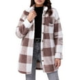thumbnail image 2 of Elvqul Womens Jacket Outerwear no Hood Fleece Winter Sweaters Casual Plaid Coat for Women Thermal, 2 of 7