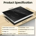 thumbnail image 2 of 23.4 Inch Induction Cooktop 4 Burners, 110V 3000W Built-in Induction Stovetop Flat Glass Top Electric Stove Hob with Touch Control & Child Lock for Kitchens Snack Bars & Hotels, 2 of 16
