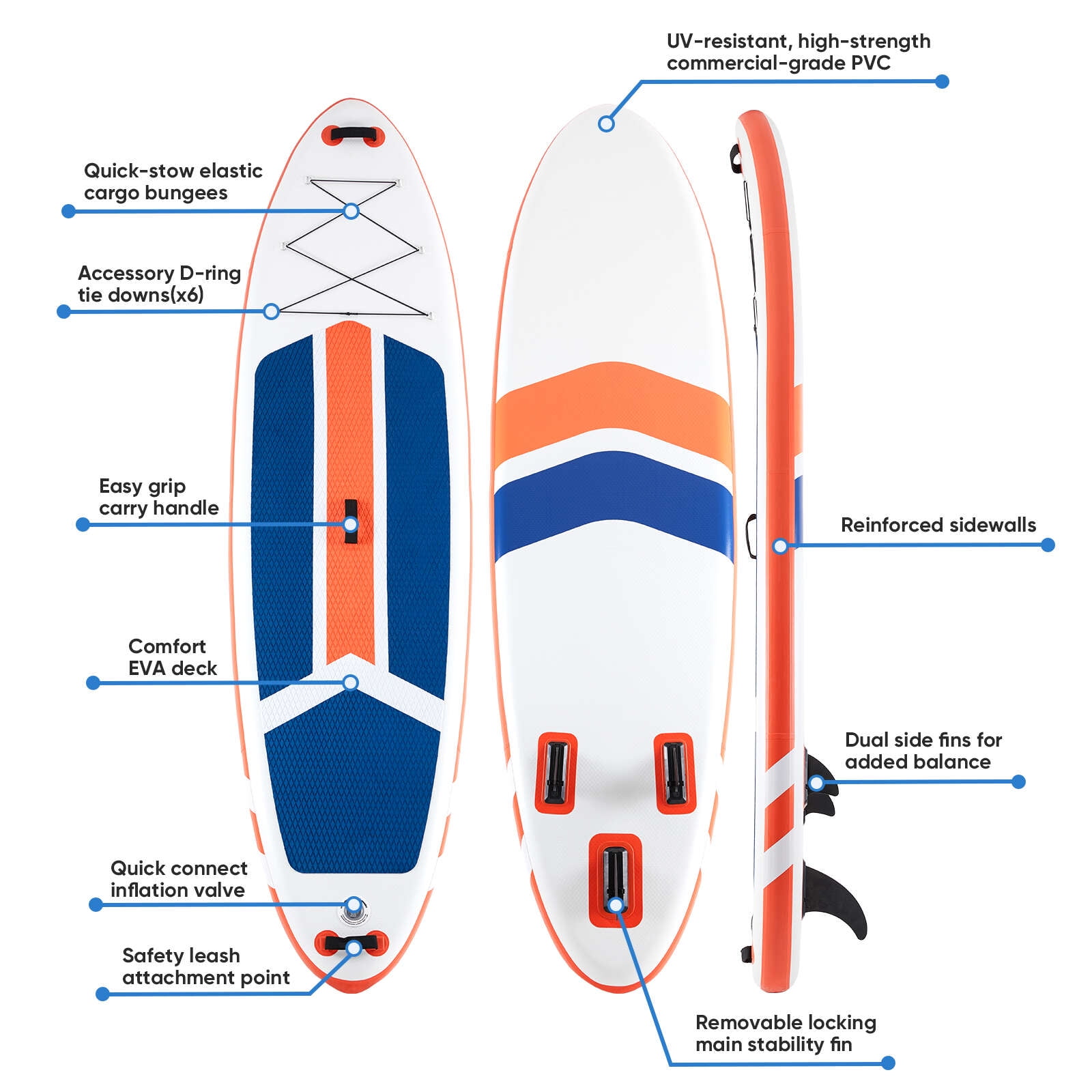 Gianna Inflatable Stand Up Paddle Board with Premium SUP Paddleboard Accessories,2-in-1 Paddle for Adults,Orange
