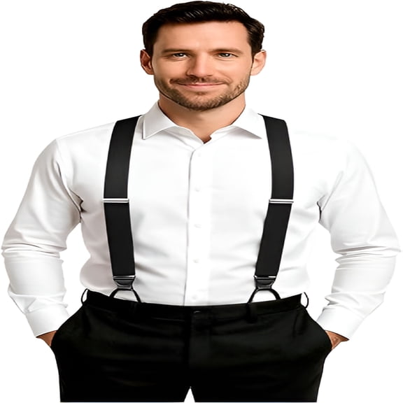 OQRKI Mens Suspenders for Dress Pants: Y-Back Button Adjustable - Elastic Support for Reliability in Business & Wedding