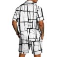 thumbnail image 6 of Men's 2 Piece Casual Retro Summer Beach Button Down Shirt Short Sleeve Shirts and Shorts Outfits Sets, 6 of 6