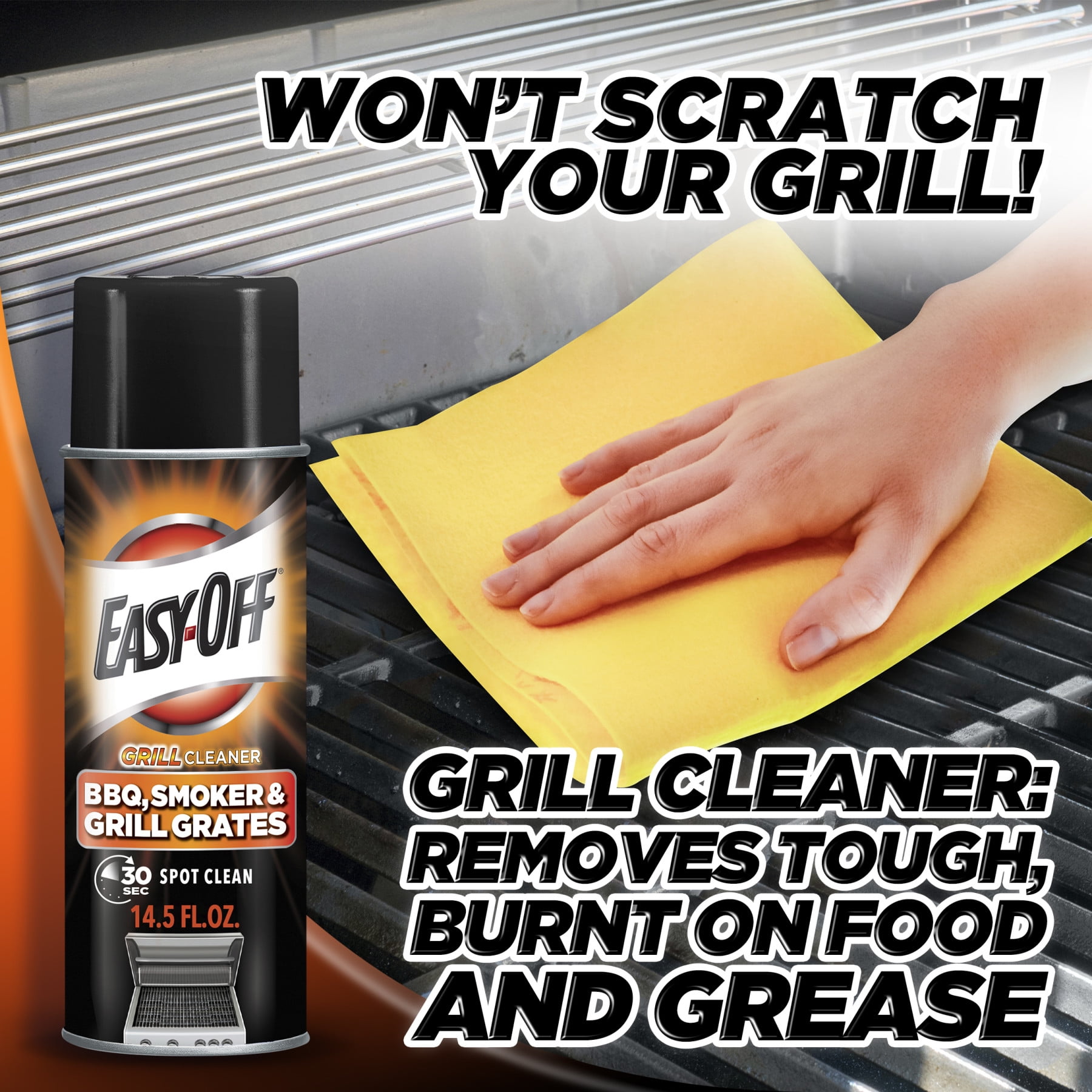 EASY-OFF BBQ Grill Cleaner, 14.5 oz, Deep Cleans Burned-on Grease