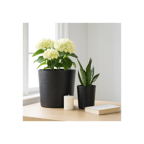 Flower Pots and Planters for Home Decor - Tall Plant Pots for Indoor and Outdoor Plant Stands - Ideal Garden and Patio Decor for Your Favorite Greeneries - Set of 2, 21", 19", Black