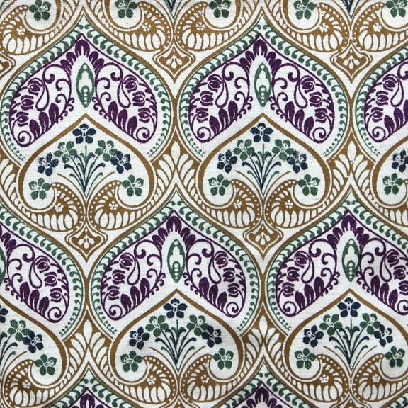 Fabric Mart Direct Multi Color Cotton Viscose Velvet Fabric By The Yard, 54 inches or 137 cm width, 1 Yard Multi Cotton Fabric, Moroccan Lotus, Upholstery Drapery Curtain Wholesale Fabric