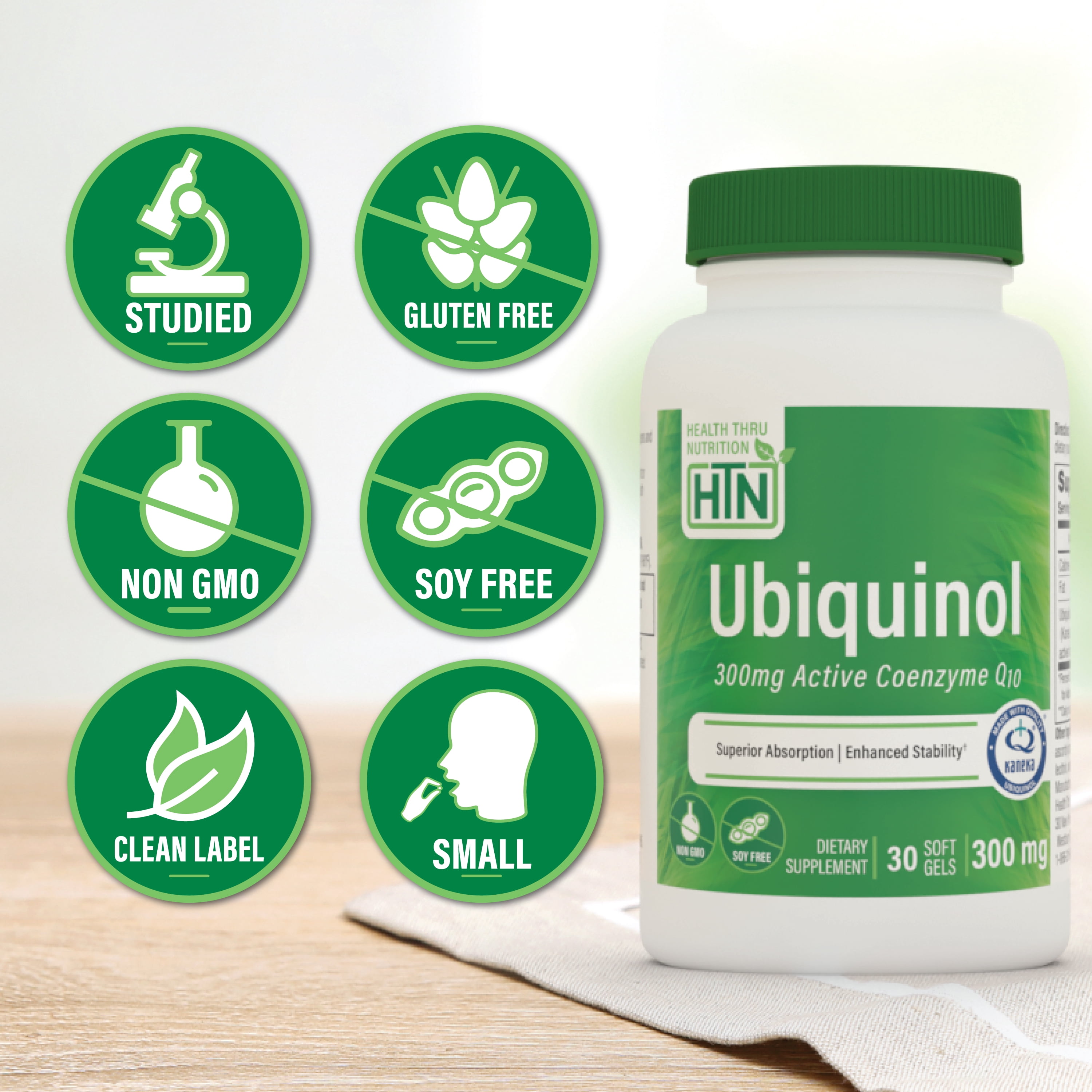 Ubiquinol 300mg CoQ-10 (Kaneka™) 30 Softgels (Non-GMO) by Health Thru Nutrition