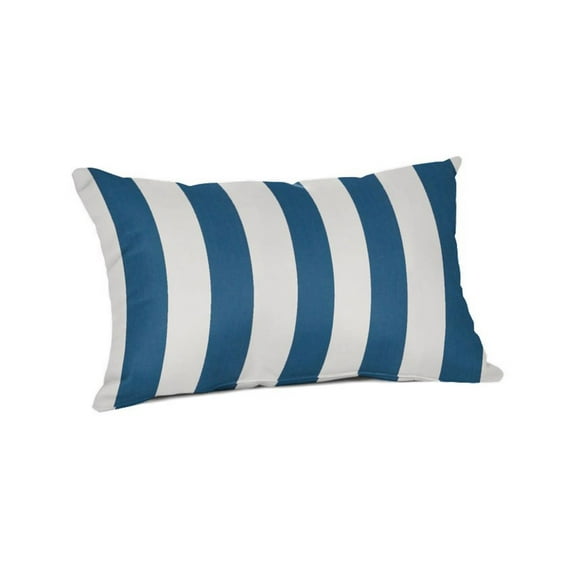 Casual Cushion Stripe Sunbrella® Fabric 1-Piece Indoor/Outdoor Lumbar Pillow, 19"W x 12"L, Maxim Regatta