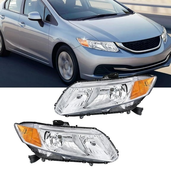 Nilight Headlights Assembly for 2012 - 2015 Honda Civic Sedan 4-Door 12 13 Civic Coupe 2-Door Chrome Housing Headlamp