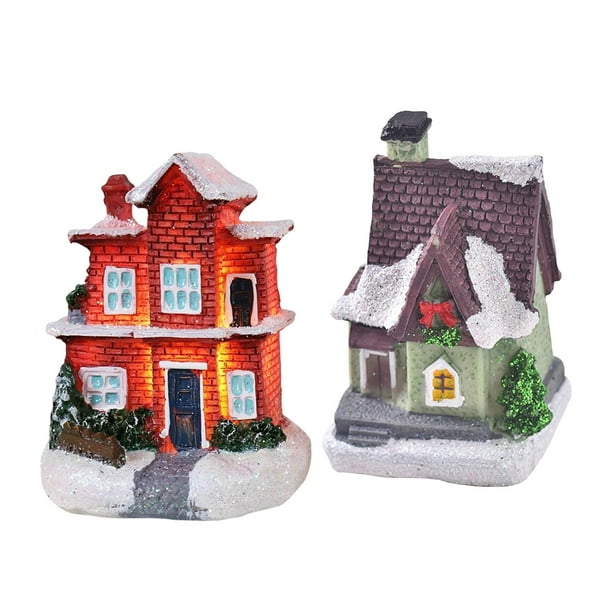 Miniatures House,LED Christmas Snow House Decoration Gift Decor StyleH