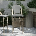 thumbnail image 6 of Merrick Lane Set of Two Stacking Bistro Style Bar Stools with Black and White Textilene Seats and Light Bamboo Metal Frames for Indoor/Outdoor Use, 6 of 12