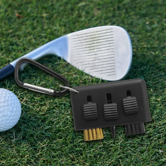 Colaxi Golf Club Cleaning Brush Retractable 3 in 1 Compact Golf Club Groove Cleaner black