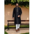 thumbnail image 4 of Black Color, Traditional Silk Kurta Pajama, 4125&ndash; Cultural Wear for Mens, 4 of 7