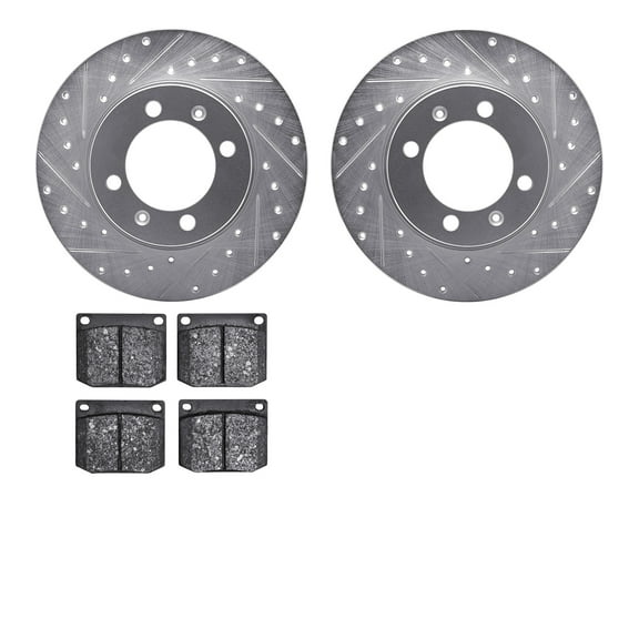 Dynamic Friction Company Front Brake Rotors-Drilled and Slotted-Silver with 5000 Advanced Brake Pads 7502-65002