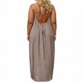thumbnail image 4 of larppty Women's Plus Size Backless Maxi Dress with Thin Straps Flowy Slip Dress for Beach, Vacation, Summer & Casual Everyday Wea（Khaki， L）, 4 of 5