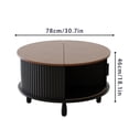 thumbnail image 3 of Strafriture Coffee Table Round Coffee Tables with Storage 30.7" Fluted Center Table for Living Room Modern Wood Table with Sliding Cabinet Door Black, 3 of 13