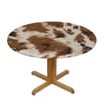 thumbnail image 3 of Nawypu  Rustic Cowhide with Black and Brown Spots Fur Tablecloth Round Tablecloths Round Table Cover for Circular Table, 3 of 7