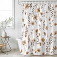 thumbnail image 6 of Polyester Fabric Brown Spring Floral Shower Curtain, Flowers Leaves Elegant Pastoral Waterproof Bathtub Curtain Bathroom Decor Set with Hooks 72 x 96 Inches, 6 of 6
