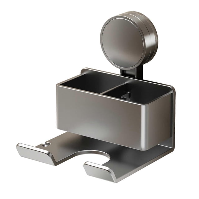 Soporte de pared para secador de pelo con ventosa resistente, estante de baño sin taladro, soporta hasta 5 kg.