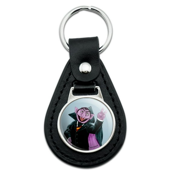 Black Leather  Sesame Street Vintage Count Von Count Keychain