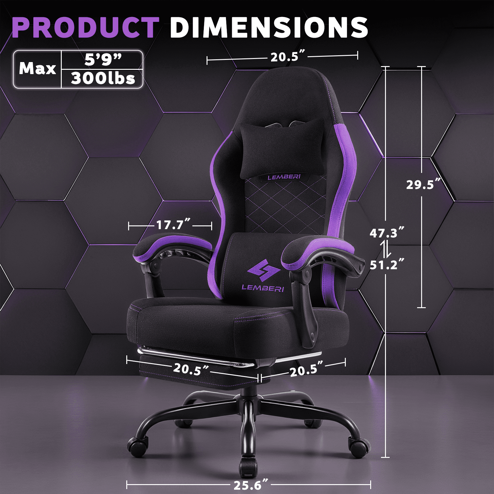 BOSSIN Gaming Chair, Fabric Big and Tall Video Game Chairs for Adults with Footrest,Racing Style Ergonomic Computer Gamer Chair with Headrest and Lumbar Support(Red)