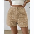 thumbnail image 6 of Women's Floral Jacquard Shorts High Waisted Wide Leg Casual Pants Summer Fashion Jeans with Pockets, 6 of 6