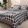 thumbnail image 3 of Bare Home Luxury 100% Cotton Flannel California King Sheet Set, Deep Pocket, 4-Piece, Oliver Plaid - Gray, 3 of 10