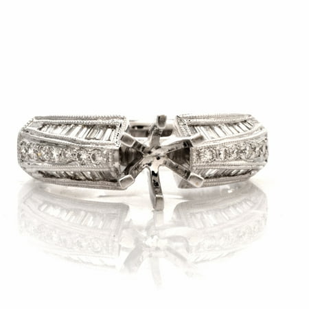 Diamond 18K White Gold Semi Mount Solitaire Engagement Ring