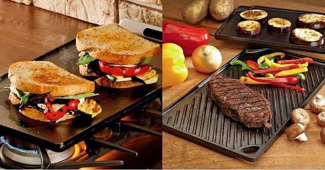 Lodge Cast Iron Seasoned Double Play Reversible Grill/Griddle, Black