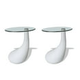 thumbnail image 3 of vidaXL Coffee Table Set of 2 High Gloss White Fiberglass, Tempered Glass, 3 of 9
