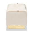 thumbnail image 5 of Baxton Studio Powell Glam and Luxe Beige Velvet Fabric Upholstered and Gold PU Leather Storage Ottoman, 5 of 10