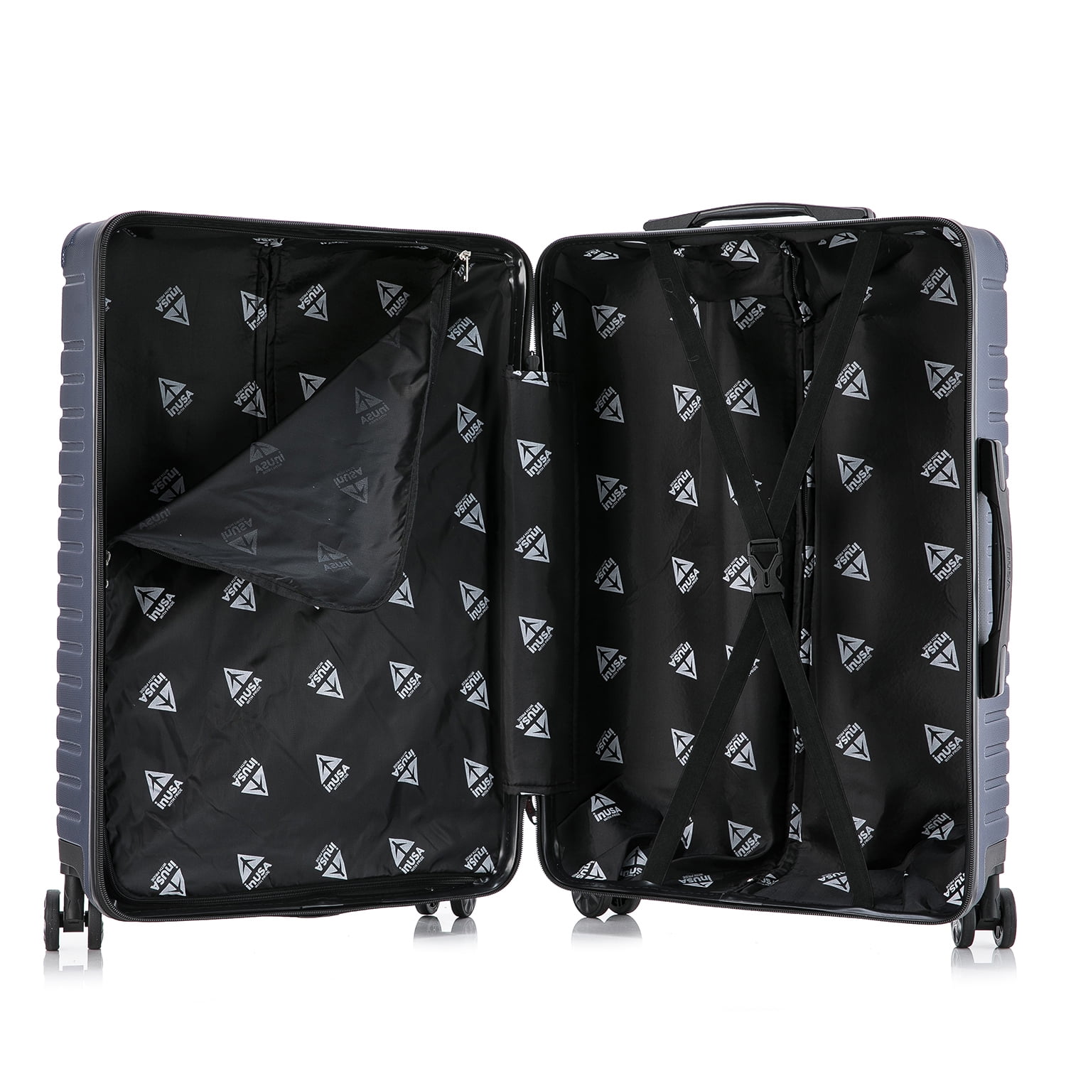 InUSA Deep 28" Hardside Lightweight Luggage with Spinner Wheels, Handle, Studs, Trolley, Blue