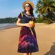 thumbnail image 4 of Easygdp Colorful Abstract Wave Motion para Vestido Transpirable de Mujer, Vestido Suelto de Manga Corta con Pliegues y Bolsillos para el Verano, 4 of 6