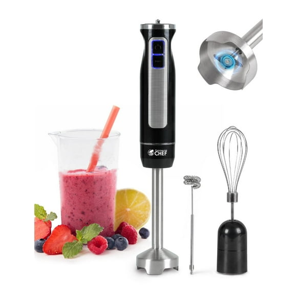 Mélangeur immergé commercial chef, mélangeur à main immergé polyvalent avec lame en acier inoxydable, mélangeur à main avec 8 options de vitesse variable