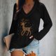 thumbnail image 1 of Pntutb Moda Mujer Causal Con Cuello En V Blusa Estampada Camiseta De Manga Larga Tops De Otoño Pntutb Pntutb-4111, 1 of 5