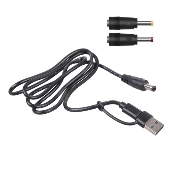 12V Output Power Cord USB C Input with Multiple Adapter Tip for Various Electronic Devices Speakers Fan Routers