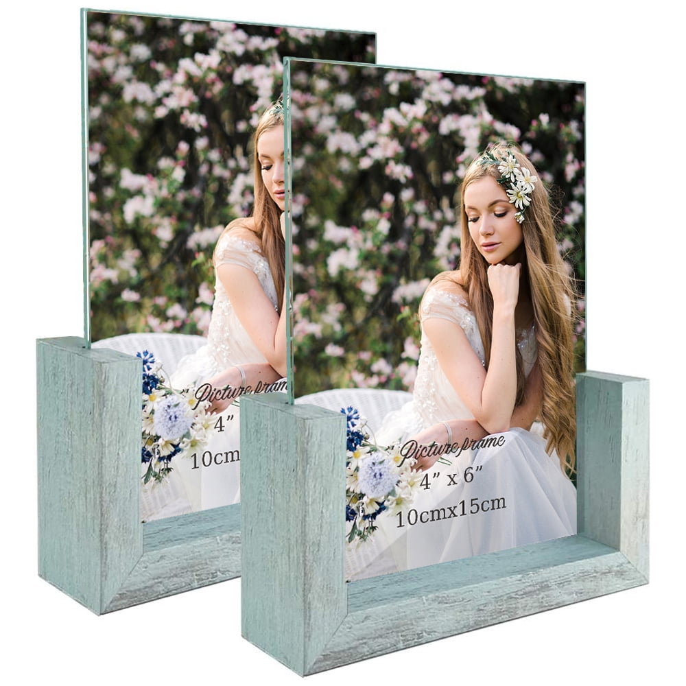 4x6 Picture Frames Set of 2, Rustic Doubled Sided Photo Frame with