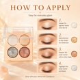 thumbnail image 3 of QunYou 4-Color Highlighter Eyeshadow Palette Pearl Shimmer Fine Texture Long-Lasting Buildable Color Eye Shadow Eye Makeup, 3 of 5