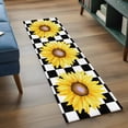 thumbnail image 4 of Sunflower Kitchen Runner Rug 2x6 Washable Runners for Hallway Non Slip Yellow Fall Floral Black White Lattice Check Large Area Rug Indoor Floor Carpet for Bathroom Laundry Entryway Bedroom, 4 of 8