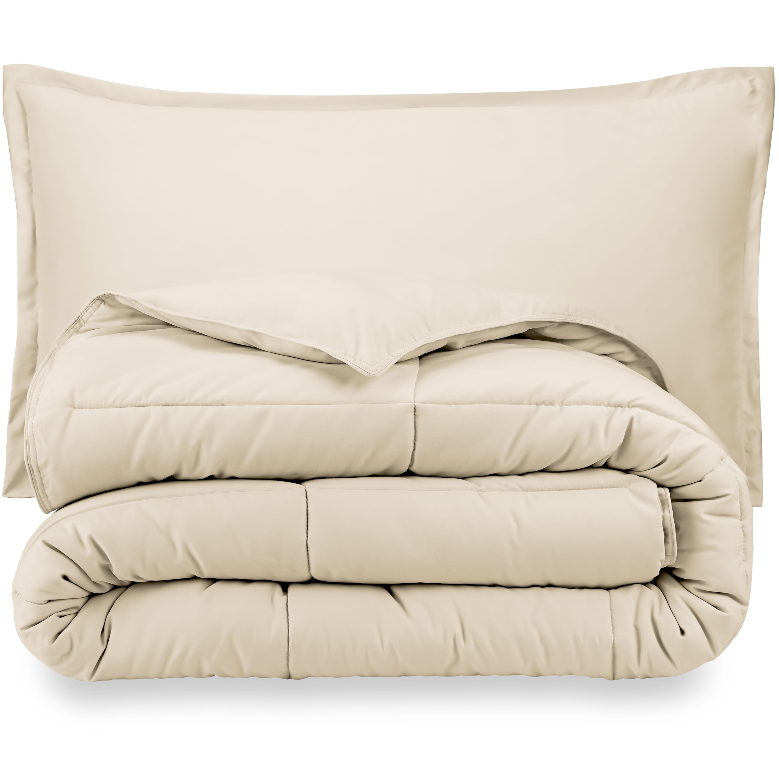 Bare Home Ultra-Soft Goose Down Alternative Comforter Set, Queen, Sand