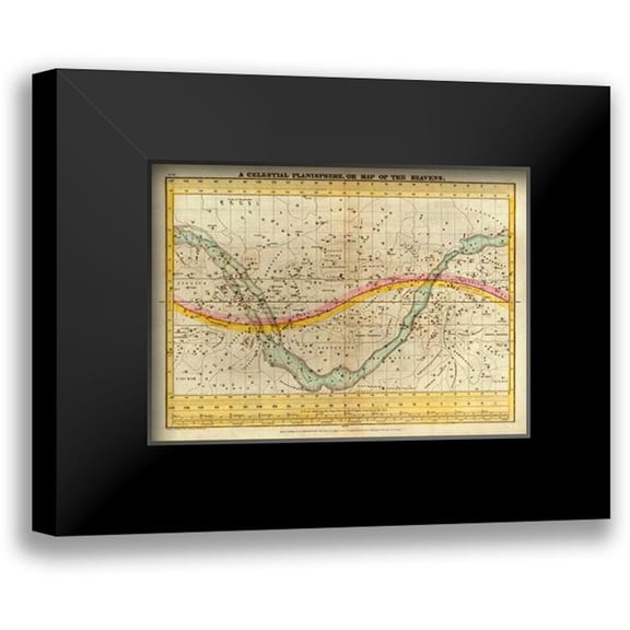 Burritt, Elijah 14x11 Black Modern Framed Museum Art Print Titled - A Celestial Planisphere, or Map of the Heavens, 1835