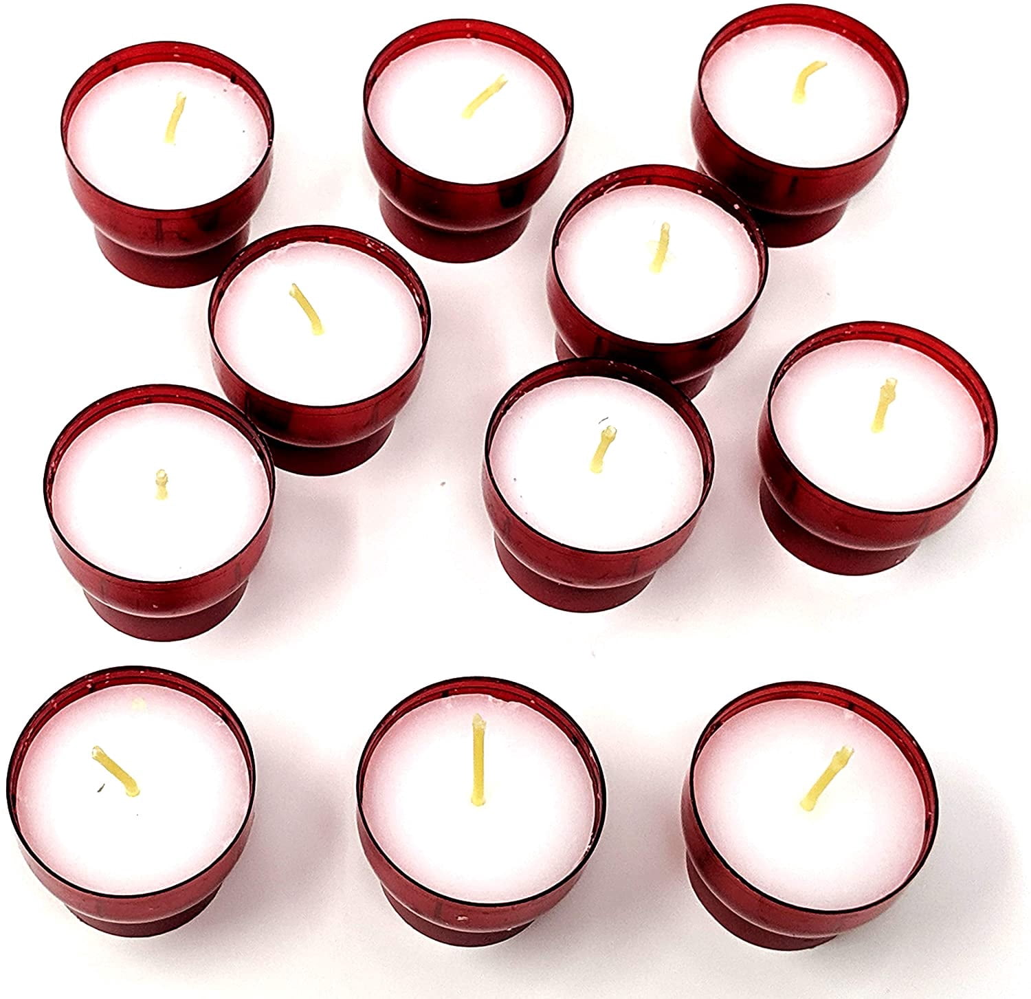 Hyoola Unscented 7 Hour White Votive Candles in Red Plastic Cups, Paraffin Wax with Cotton Wicks, 25-Pack