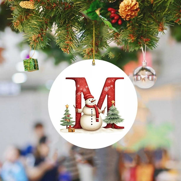 Liquidación de Ropa de Mujer Xihbxyly 2024 Nuevo Colgante Navideño de Muñeco de Nieve 26 Letras - Colgante de Coche de Acrílico Saint