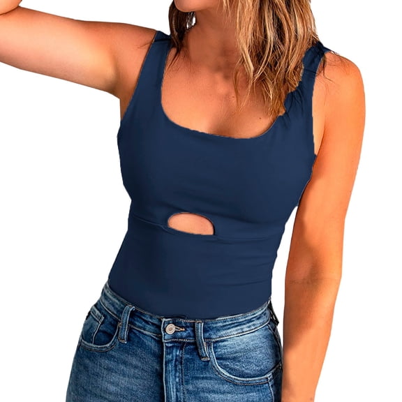 Sngxgn Women's Lace Cami Tank Top Basic V Neck Camisole Spaghetti Strap Tops(Blue,L)